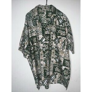 HAPPY BAY HAWAIIAN SHIRT FLORAL TURTLES ALOHA TROPICAL SHORT SLEEVE MENS XL